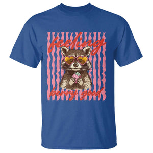 Feeling Berry Good T Shirt Funny Raccoon Strawberry Summer Vibes TS14 Royal Blue Print Your Wear