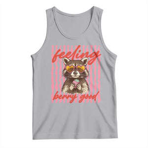 Feeling Berry Good Tank Top Funny Raccoon Strawberry Summer Vibes TS14 Athletic Heather Print Your Wear
