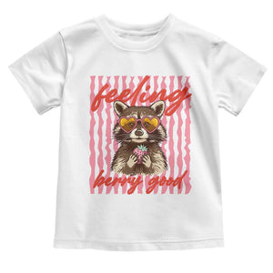Feeling Berry Good Toddler T Shirt Funny Raccoon Strawberry Summer Vibes TS14 White Print Your Wear