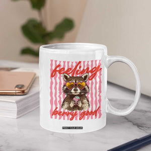 Feeling Berry Good Coffee Mug Funny Raccoon Strawberry Summer Vibes TS14 Print Your Wear
