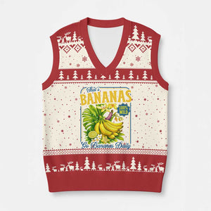That's Bananas V-Neck Knit Sweater Vest Funny Banana Summer Fruit Food Pun TS14 Beige Red Print Your Wear