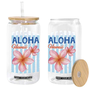Aloha Hawaii Glass Can Hibiscus Flower Tropical Beach Vacation