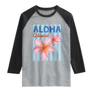 Aloha Hawaii Raglan Shirt Hibiscus Flower Tropical Beach Vacation