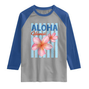 Aloha Hawaii Raglan Shirt Hibiscus Flower Tropical Beach Vacation