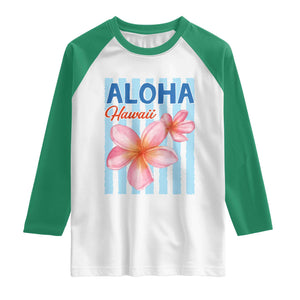Aloha Hawaii Raglan Shirt Hibiscus Flower Tropical Beach Vacation