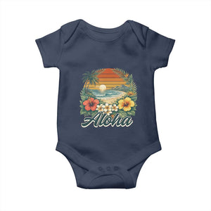 Aloha Hawaii Summer Baby Onesie Vintage Tropical Beach Graphic
