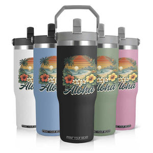 Aloha Hawaii Summer Flip Straw Tumbler Vintage Tropical Beach Graphic TS14 Print Your Wear