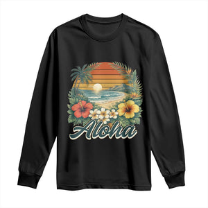Aloha Hawaii Summer Long Sleeve Shirt Vintage Tropical Beach Graphic