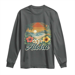 Aloha Hawaii Summer Long Sleeve Shirt Vintage Tropical Beach Graphic