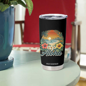 Aloha Hawaii Summer Tumbler Cup Vintage Tropical Beach Graphic