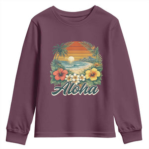 Aloha Hawaii Summer Youth Sweatshirt Vintage Tropical Beach Graphic