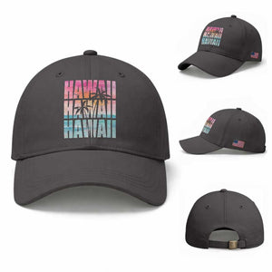 Hawaii Summer Vacation Baseball Cap Vintage Tropical Beach Graphic TS14 Baseball Cap Universal Fit Dark Gray Print Your Wear