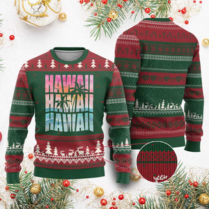 Hawaii Summer Vacation Ugly Christmas Sweater Vintage Tropical Beach Graphic