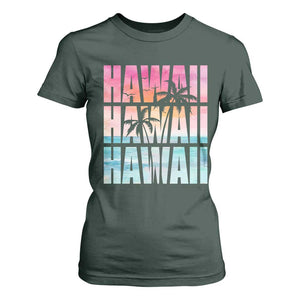 Hawaii Summer Vacation T Shirt For Women Vintage Tropical Beach Graphic TS14 Dark Forest Green Print Your Wear