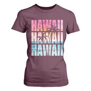 Hawaii Summer Vacation T Shirt For Women Vintage Tropical Beach Graphic TS14 Maroon Print Your Wear