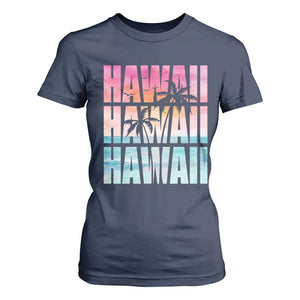 Hawaii Summer Vacation T Shirt For Women Vintage Tropical Beach Graphic TS14 Navy Print Your Wear
