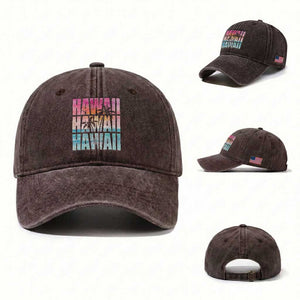 Hawaii Summer Vacation Washed Cotton Baseball Cap Vintage Tropical Beach Graphic