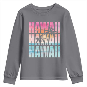 Hawaii Summer Vacation Youth Sweatshirt Vintage Tropical Beach Graphic TS14 Charcoal Print Your Wear