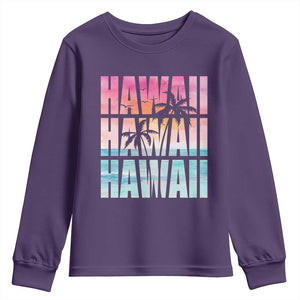 Hawaii Summer Vacation Youth Sweatshirt Vintage Tropical Beach Graphic TS14 Purple Print Your Wear