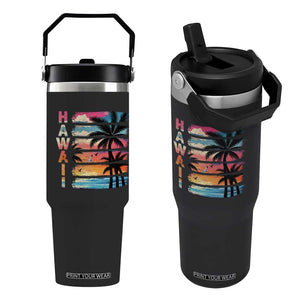 Vintage Hawaii Tropical Beach Vacation Flip Straw Tumbler