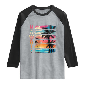 Vintage Hawaii Tropical Beach Vacation Raglan Shirt TS14 Heather Gray Black Print Your Wear