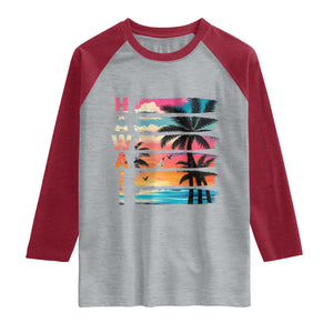 Vintage Hawaii Tropical Beach Vacation Raglan Shirt TS14 Heather Gray Heather Red Print Your Wear