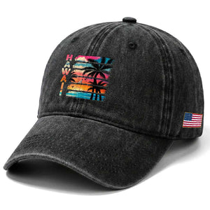 Vintage Hawaii Tropical Beach Vacation Washed Cotton Baseball Cap TS14 Print Your Wear