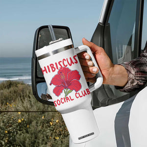 Hibiscus Flower Tumbler With Handle Aloha Hawaii Tropical Beach Vacation