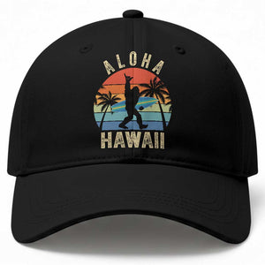 Funny Bigfoot Aloha Hawaiian Surfing Baseball Cap Tropical Beach Surfer Gift
