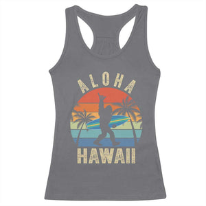 Funny Bigfoot Aloha Hawaiian Surfing Racerback Tank Top Tropical Beach Surfer Gift