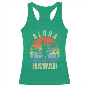 Funny Bigfoot Aloha Hawaiian Surfing Racerback Tank Top Tropical Beach Surfer Gift