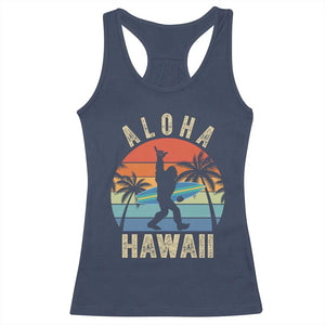 Funny Bigfoot Aloha Hawaiian Surfing Racerback Tank Top Tropical Beach Surfer Gift