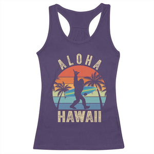 Funny Bigfoot Aloha Hawaiian Surfing Racerback Tank Top Tropical Beach Surfer Gift