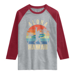 Funny Bigfoot Aloha Hawaiian Surfing Raglan Shirt Tropical Beach Surfer Gift