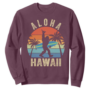 Funny Bigfoot Aloha Hawaiian Surfing Sweatshirt Tropical Beach Surfer Gift