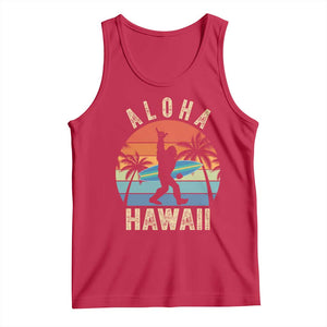 Funny Bigfoot Aloha Hawaiian Surfing Tank Top Tropical Beach Surfer Gift