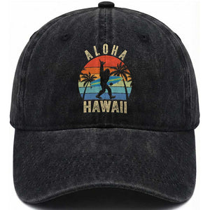 Funny Bigfoot Aloha Hawaiian Surfing Washed Cotton Baseball Cap Tropical Beach Surfer Gift