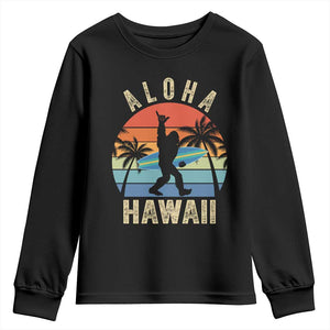 Funny Bigfoot Aloha Hawaiian Surfing Youth Sweatshirt Tropical Beach Surfer Gift TS14 Black Print Your Wear