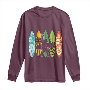 Funny Bigfoot Aloha Hawaiian Surfing Tropical Beach Surfer Long Sleeve Shirt