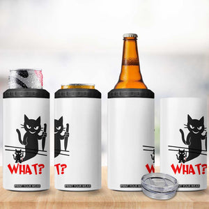 Murder Cat What 4 in 1 Can Cooler Tumbler Funny Black Kitty Holding Knife Meme TS14 Print Your Wear