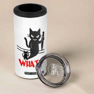 Murder Cat What 4 in 1 Can Cooler Tumbler Funny Black Kitty Holding Knife Meme TS14 Print Your Wear
