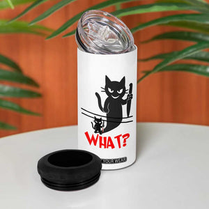 Murder Cat What 4 in 1 Can Cooler Tumbler Funny Black Kitty Holding Knife Meme TS14 Print Your Wear