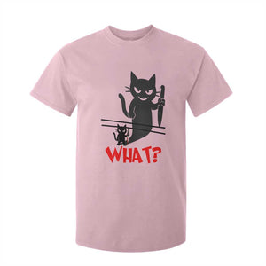 Murder Cat What T Shirt For Kid Funny Black Kitty Holding Knife Meme TS14 Light Pink Print Your Wear