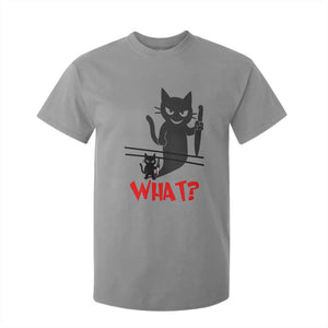 Murder Cat What T Shirt For Kid Funny Black Kitty Holding Knife Meme TS14 Sport Gray Print Your Wear