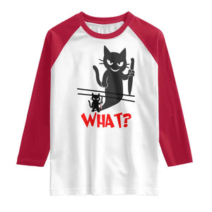 Murder Cat What Raglan Shirt Funny Black Kitty Holding Knife Meme TS14 White Red Print Your Wear