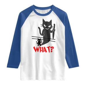 Murder Cat What Raglan Shirt Funny Black Kitty Holding Knife Meme TS14 White Royal Print Your Wear