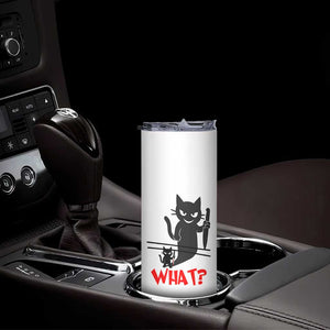 Murder Cat What Skinny Tumbler Funny Black Kitty Holding Knife Meme TS14 Print Your Wear