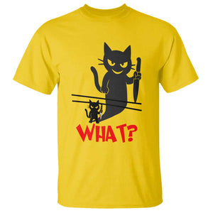 Murder Cat What T Shirt Funny Black Kitty Holding Knife Meme TS14 Daisy Print Your Wear