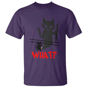 Murder Cat What T Shirt Funny Black Kitty Holding Knife Meme TS14 Purple Print Your Wear