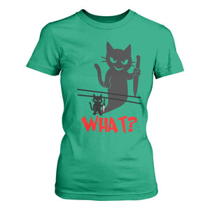 Murder Cat What T Shirt For Women Funny Black Kitty Holding Knife Meme TS14 Irish Green Print Your Wear